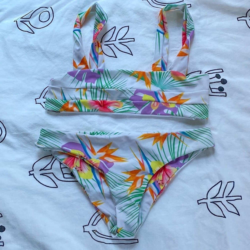 Colorful floral bikini two piece bathing suit